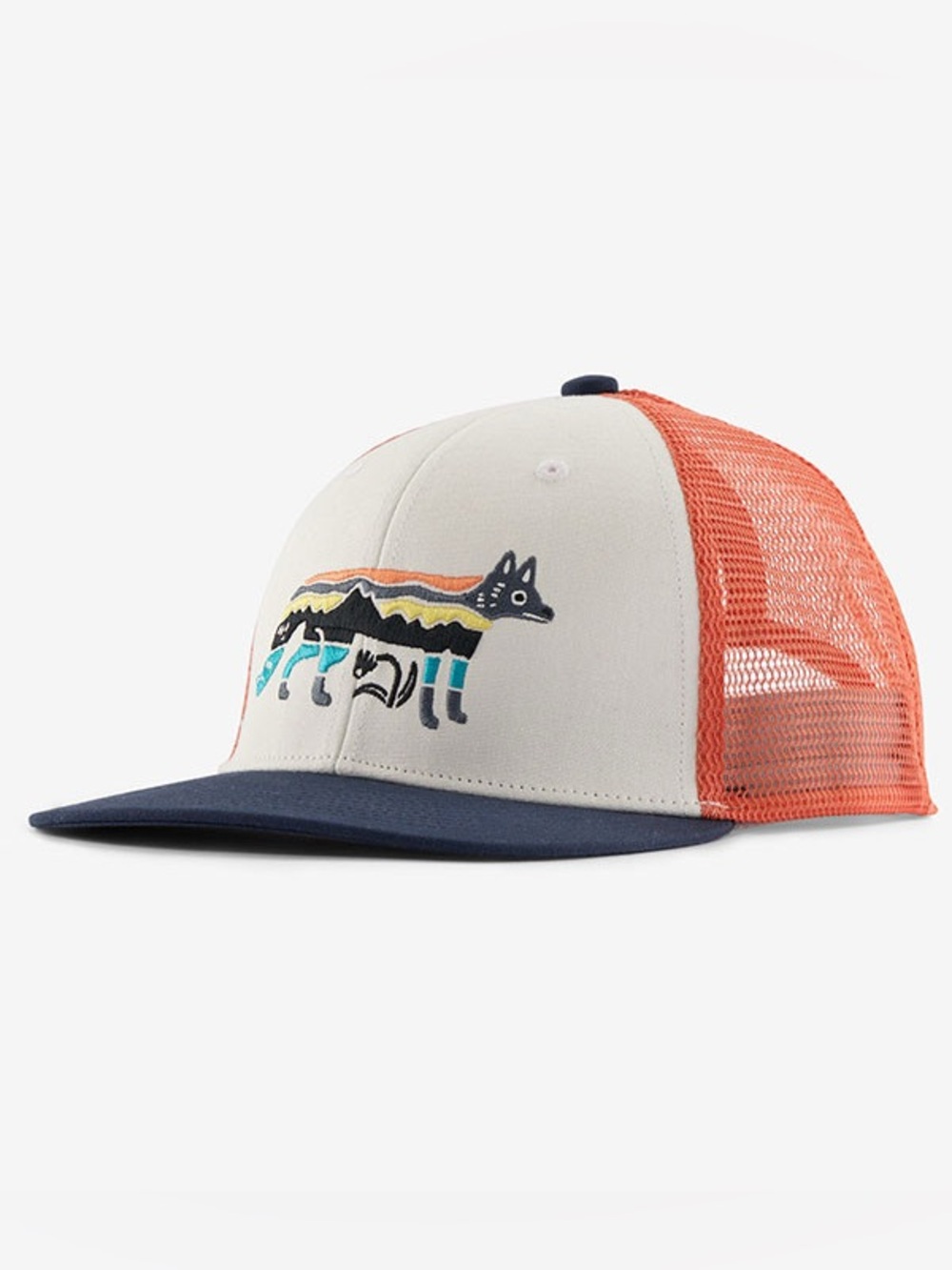 Patagonia Kids Trucker Hat Multicolor Fox Wolf Mountain Patch Mesh Snapback
